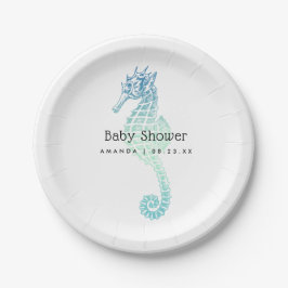 Plato De Papel Elegant Seahorse Baby Shower