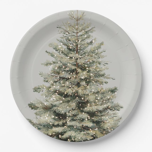 Plato De Papel Elegant Sparkling Christmas Tree Paper Plates (Anverso)