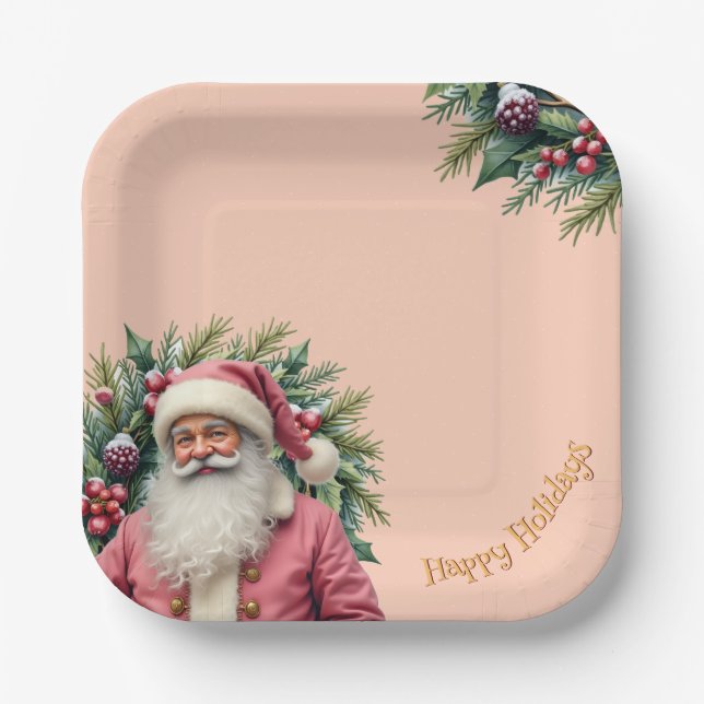 Plato De Papel Elegant Square Christmas (Anverso)