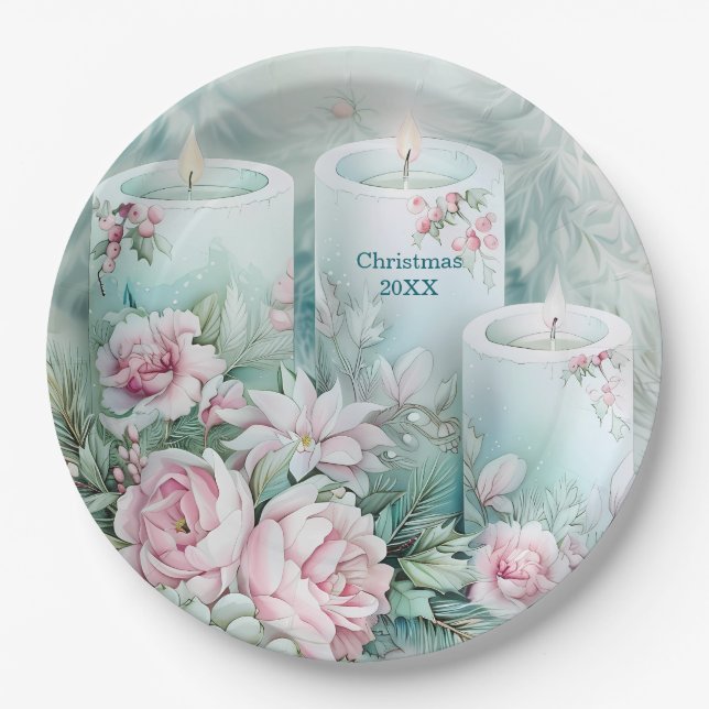 Plato De Papel Elegant Victorian Holiday Paper Plate - Custom (Anverso)