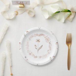 Plato De Papel Elegant Wildflower Boho Floral Garden Plate