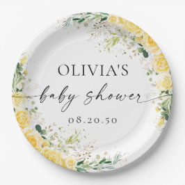 Plato De Papel Elegant Yellow Baby Shower Paper Plate
