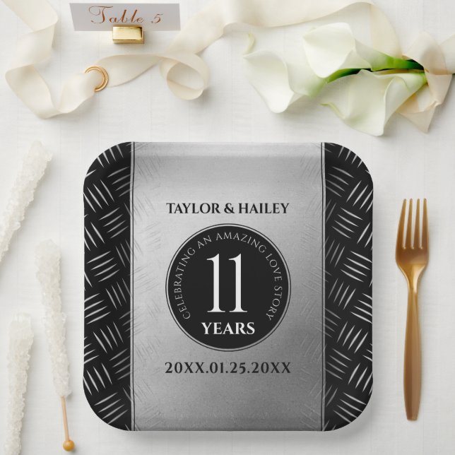 Plato De Papel Elegante 11ª celebración del Aniversario del Boda  (Boda)