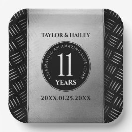 Plato De Papel Elegante 11ª celebración del Aniversario del Boda