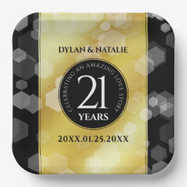 Plato De Papel Elegante 21ª celebración del Aniversario del Boda 