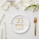 Plato De Papel Elegante 25º aniversario Boda de Champagne<br><div class="desc">¡Son elegantes y Minimalistas Placas de papel para el 25 aniversario del Boda de Champagne!</div>