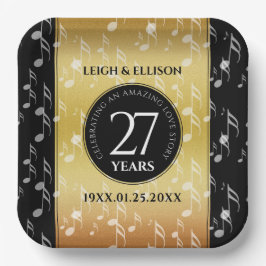 Plato De Papel Elegante 27ª celebración del Aniversario del Boda 