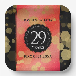Plato De Papel Elegante 29° Aniversario del Boda de Garnet