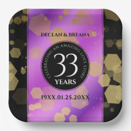 Plato De Papel Elegante 33° Aniversario del Boda Ametista