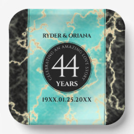 Plato De Papel Elegante 44° Aniversario Boda Turquesa