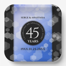 Plato De Papel Elegante 45° Aniversario del Boda de Sapphire