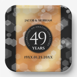 Plato De Papel Elegante 49° Aniversario del Boda del Cobre