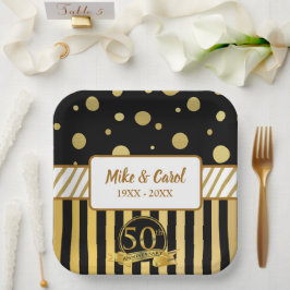 Plato De Papel Elegante 50° Aniversario Boda