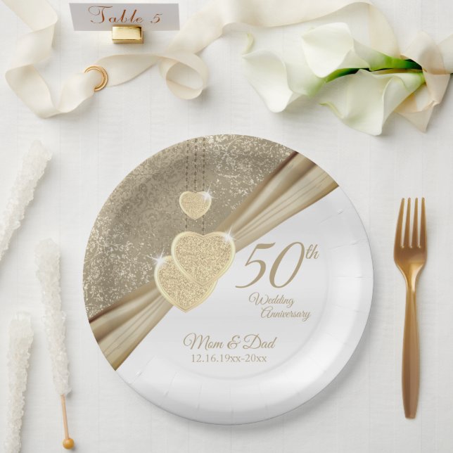 Plato De Papel Elegante 50° Aniversario Boda (Boda)