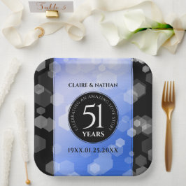 Plato De Papel Elegante 51° Aniversario del Boda Sapphire