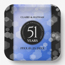Plato De Papel Elegante 51° Aniversario del Boda Sapphire