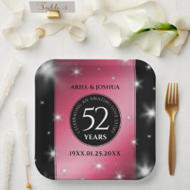 Plato De Papel Elegante 52° Aniversario del Boda de Ruby