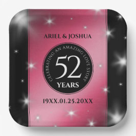 Plato De Papel Elegante 52° Aniversario del Boda de Ruby