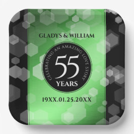Plato De Papel Elegante 55º aniversario de Boda Esmeralda