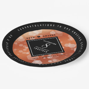 Plato De Papel Elegante 8° Aniversario del Boda de Bronce