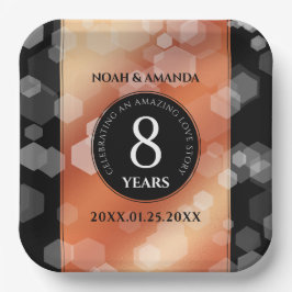 Plato De Papel Elegante 8° Aniversario del Boda de Bronce