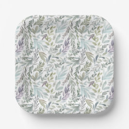 Plato De Papel Elegante acuarela botánica