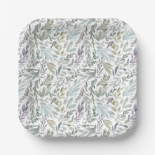 Plato De Papel Elegante acuarela botánica (Anverso)