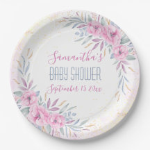 Elegante acuarela de color rosa de Baby Shower Rub