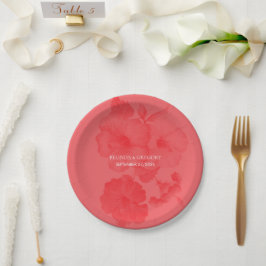 Plato De Papel Elegante acuarela Hibiscus Boda