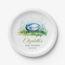 Plato De Papel Elegante acuarela Rugby Baby Shower