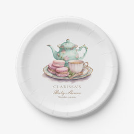 Plato De Papel Elegante acuarela Tea Fiesta Baby Shower