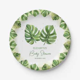Plato De Papel Elegante acuarela Tropical Palm Baby Shower