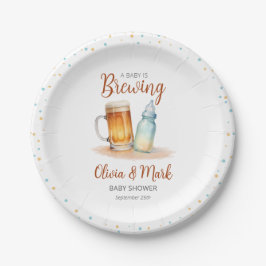 Plato De Papel Elegante acuarela: Un bebé está preparando Baby Sh