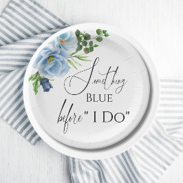 Plato De Papel Elegante Algo Azul Ducha De Novias Bienvenidos