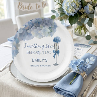 Plato De Papel Elegante algo azul Hydrangea Floral 