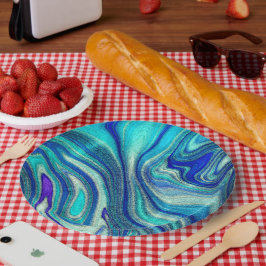 Plato De Papel Elegante Aquamarine Paua Rainbow Shell inspirado