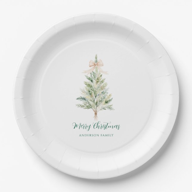Plato De Papel Elegante árbol de Navidad personalizado (Anverso)