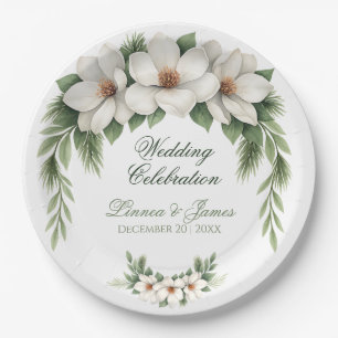 Plato De Papel Elegante árbol de pino de bodas de invierno de Mag