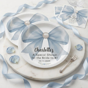Plato De Papel Elegante Arco de Acuarela Azul Claro Personalizado
