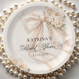 Plato De Papel Elegante Arco y Perla Desayuno de Boda Pastel