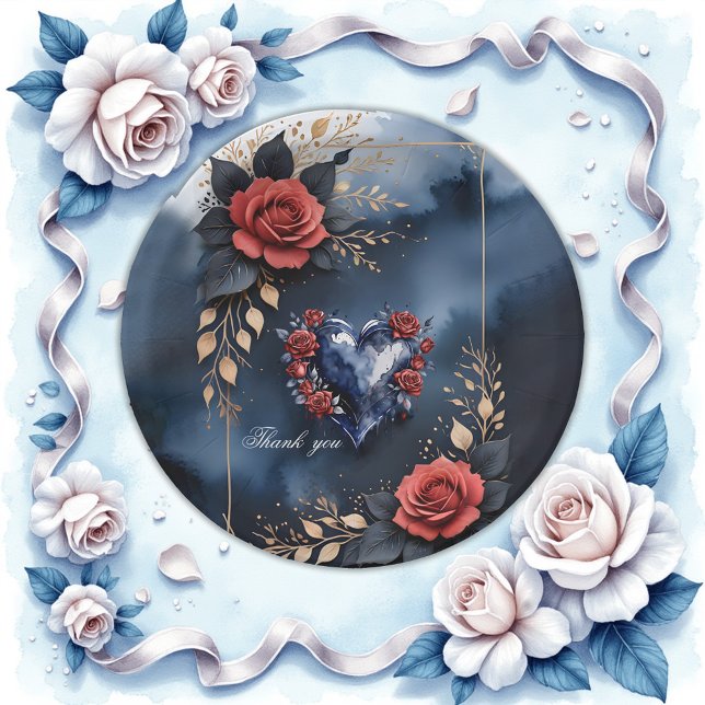 Plato De Papel Elegante arreglo de rosas con follaje dorado (Subido por el creador)