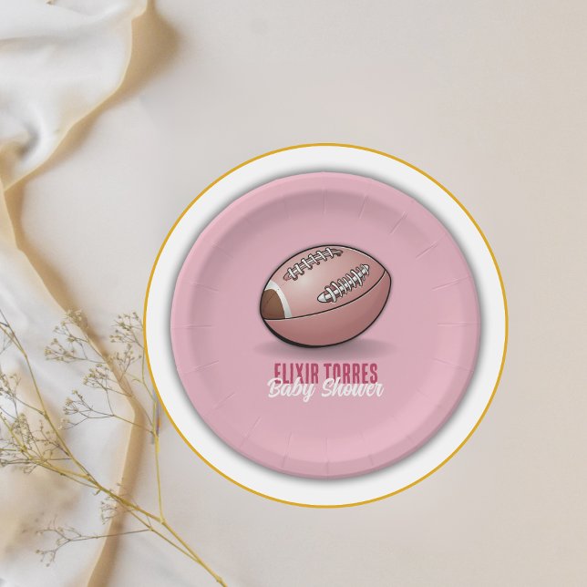 Plato De Papel Elegante Baby Shower de Fútbol Rosa (Subido por el creador)