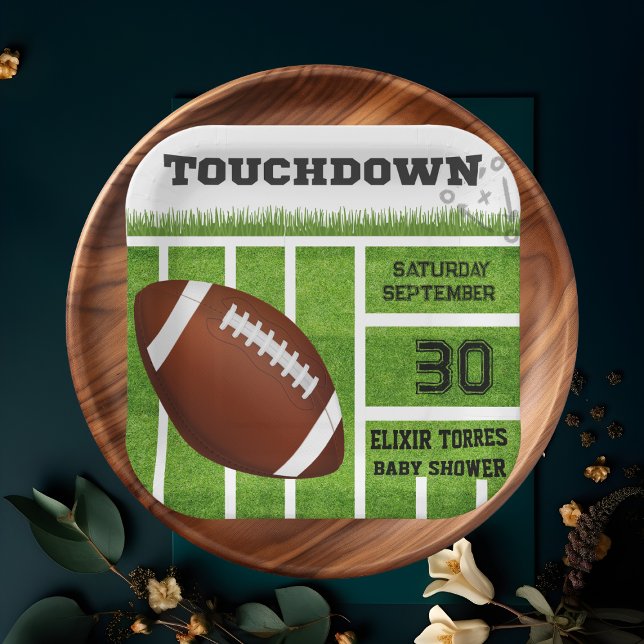 Plato De Papel Elegante Baby Shower de Fútbol Touchdown (Subido por el creador)