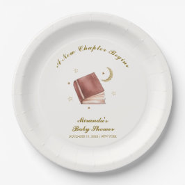 Plato De Papel Elegante Baby Shower del Boho Book Moon