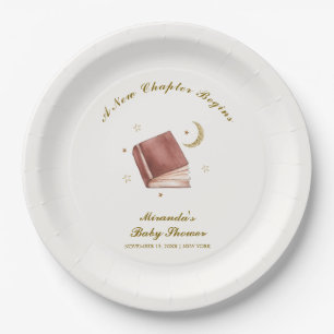 Plato De Papel Elegante Baby Shower del Boho Book Moon