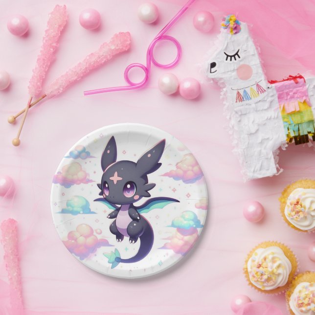 Plato De Papel Elegante Baby Shower Dragon Moderno (Fiesta)