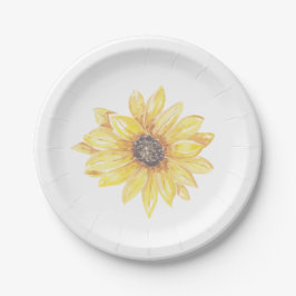 Plato De Papel Elegante Baby Shower floral amarillo girasol