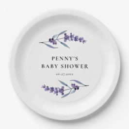 Plato De Papel Elegante Baby Shower Floral Lavanda