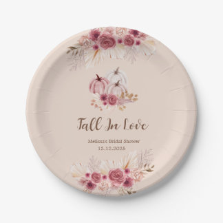 Plato De Papel Elegante Baby Shower Rosa Calabaza Boho