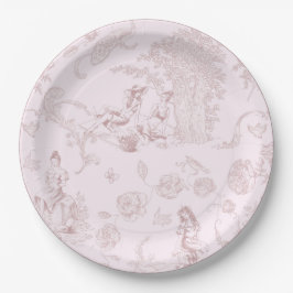Plato De Papel Elegante Baby Shower rosado de Jouy Picnic